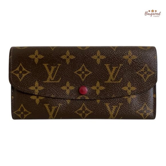 Authentic Louis Vuitton Monogram Canvas Leather Red Emilie Long Wallet CA2163 - Picture 1 of 13